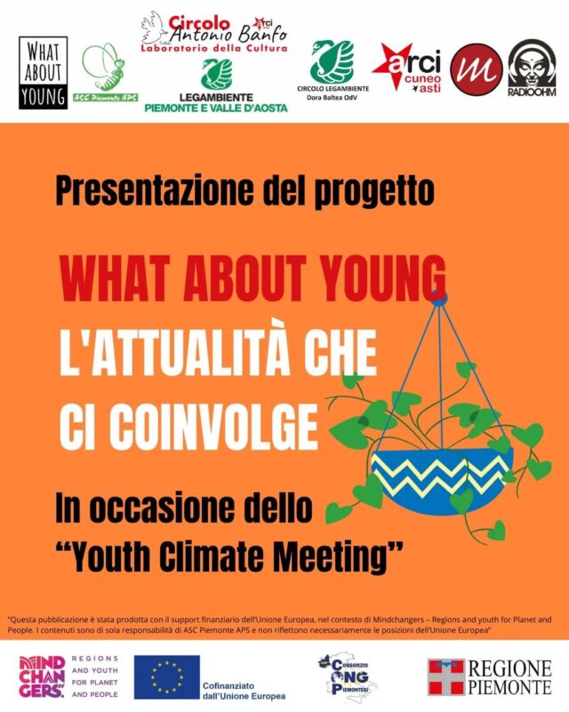 Oggi ci siamo anche noi per il progetto

“What about Young - L'attualità che ci coinvolge”, il progetto di Arci Servizio Civile Piemonte  in collaborazione con Legambiente Piemonte e Valle d'Aosta, Legambiente Dora Baltea OdV, RadioOhm, Margot APS e ARCI Piemonte  realizzato all’interno del progetto Mindchangers, cofinanziato dall’Unione Europea.

Presentazione oggi all'Hiroshima Mon Amour, all'interno dello Youth Climate Meeting, un’occasione di confronto, formazione e dibattito tra gli attivisti e le
attiviste under35 di Legambiente. 

🎧 Ascolta la prima puntata qui: https://open.spotify.com/episode/5FtlzYPRPA1btAKOtXPX0x
_
Mindchangers Project  EU Partnership Consorzio Ong Piemontesi 
#mindchangers #mindchangersproject
